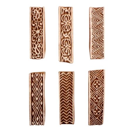 Set of 6 Piece New Mix Wooden Printing Block